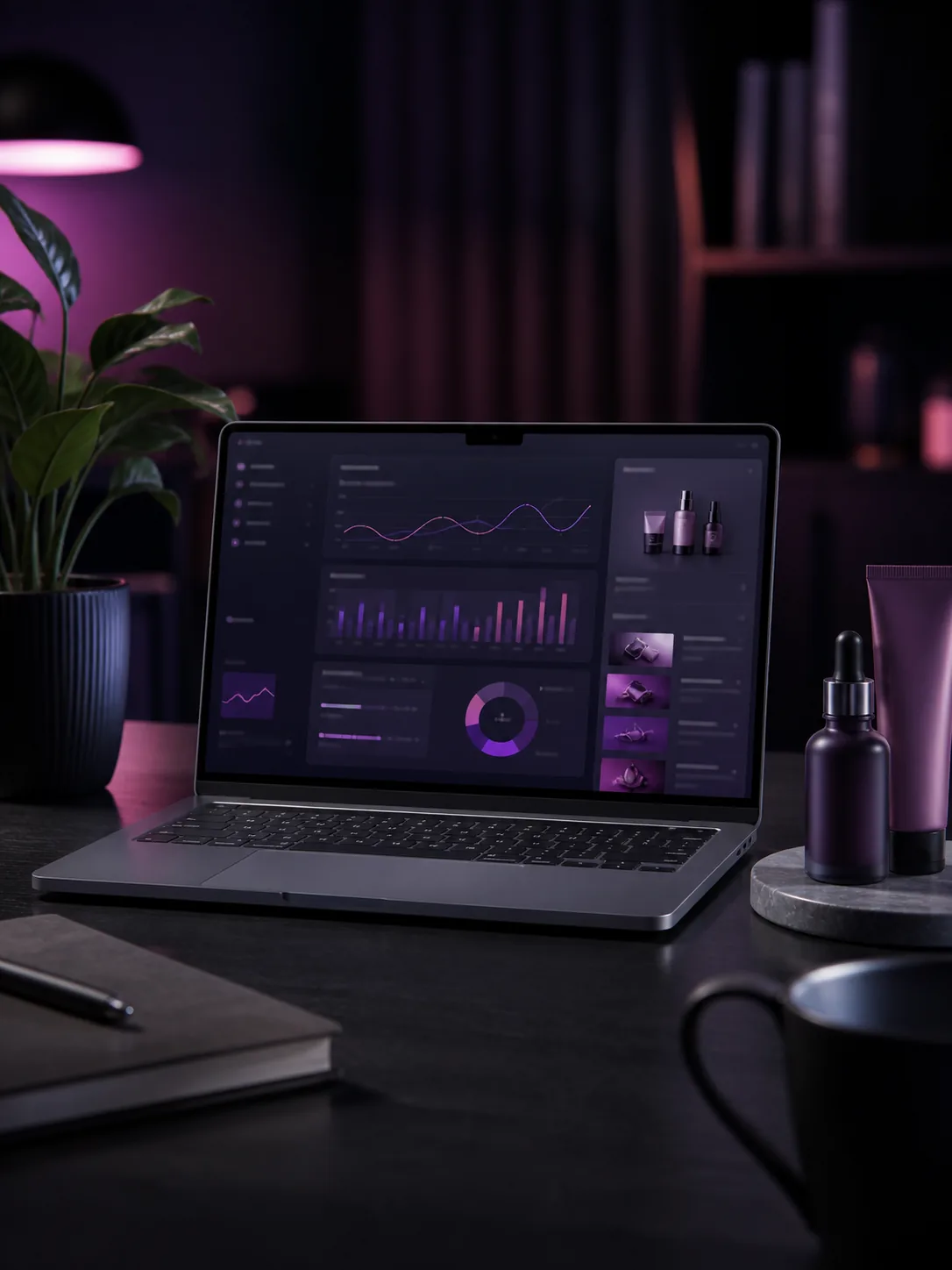 Ecommerce creative dashboard on a laptop