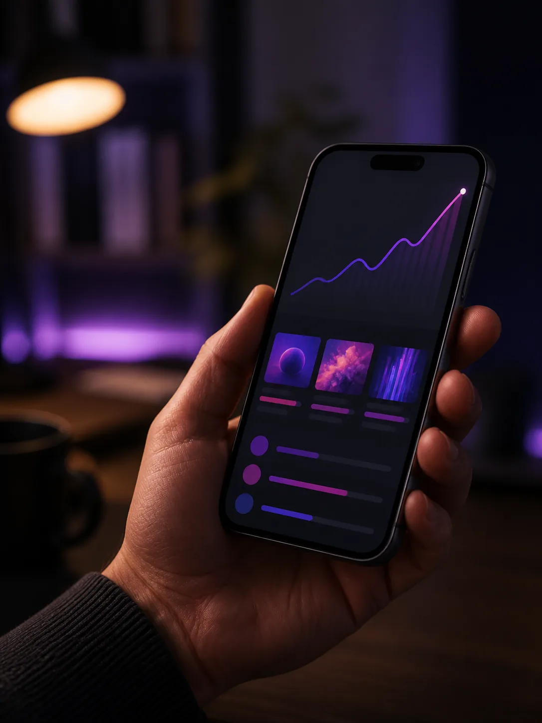 Founder reviewing campaign performance on a phone