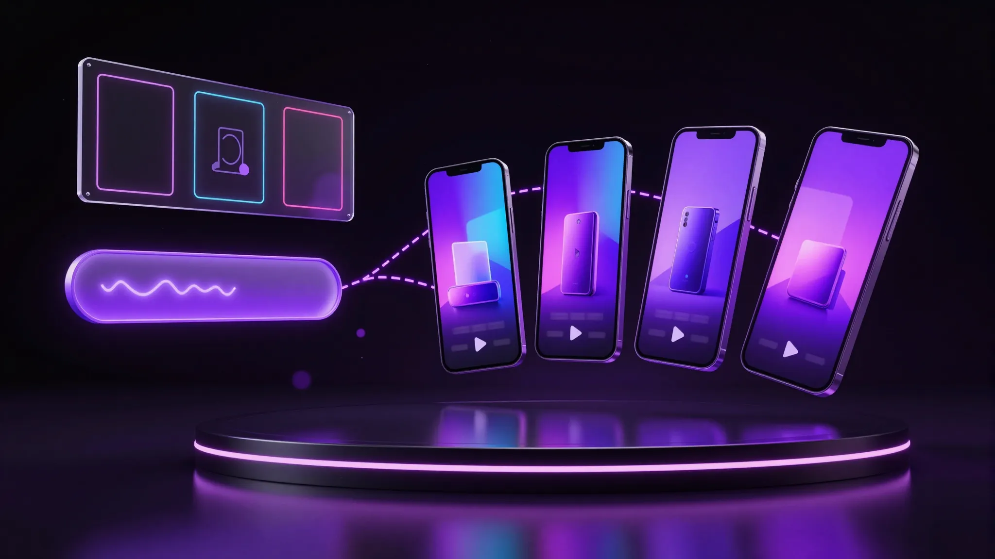 Illustration of a single brief expanding into a fanned set of short-form video ad variants