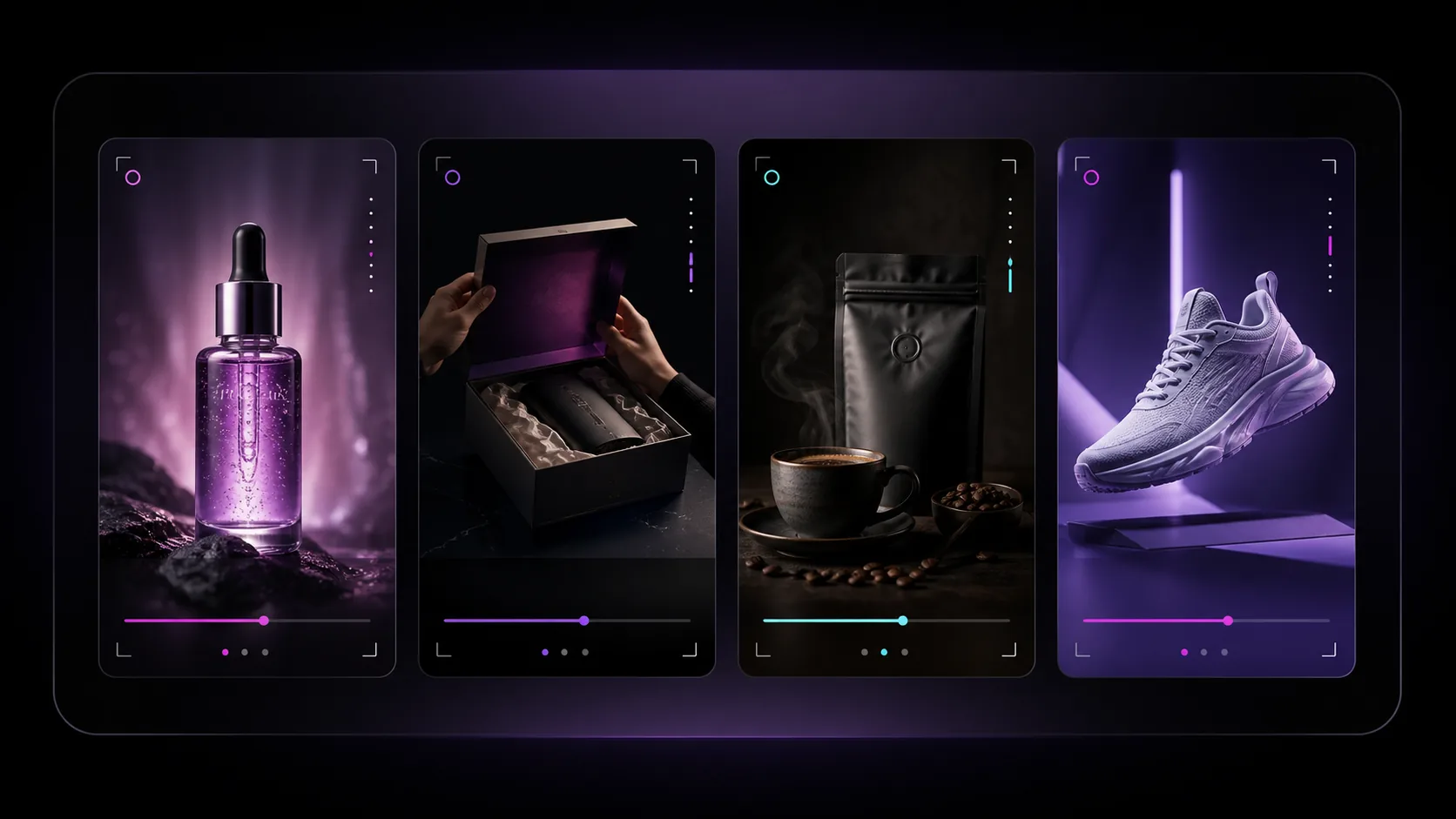 A curated set of premium short-form product ad concepts